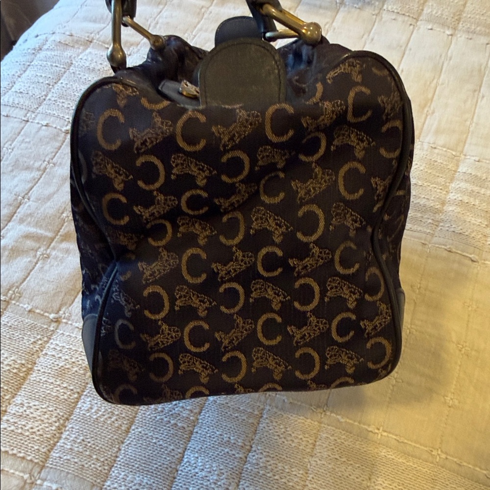 Celine Blue and Gold Monogram Sachel Bag - Picture 6 of 7